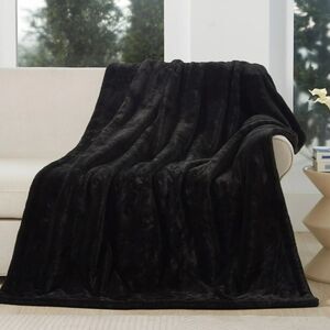 Cozy Haven Oversized Faux Fur Throw Blanket- Black
